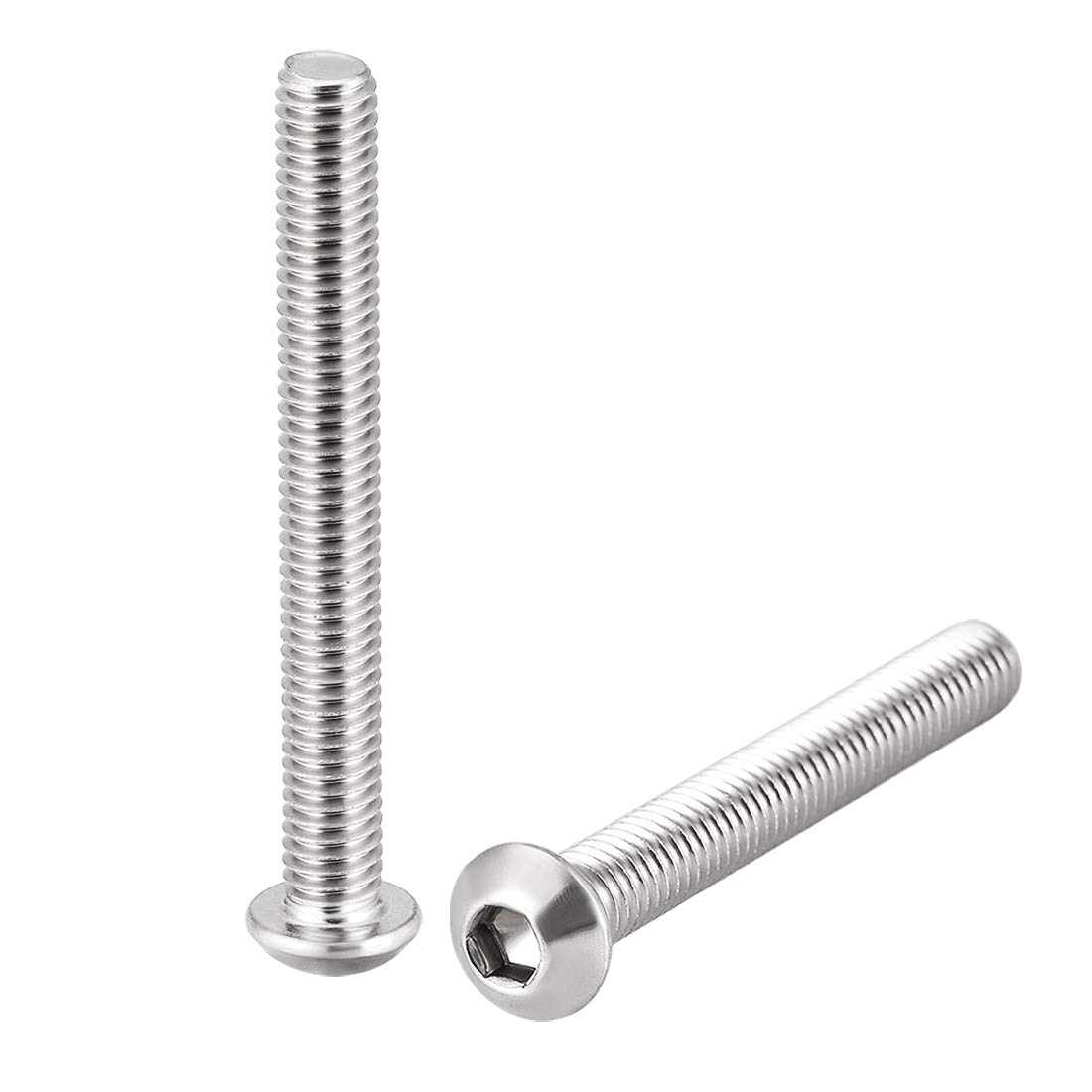 sourcing map M6x50mm Machine Screws Hex Socket Round Head Screw 304 Stainless Steel Fasteners Bolts 20pcs
