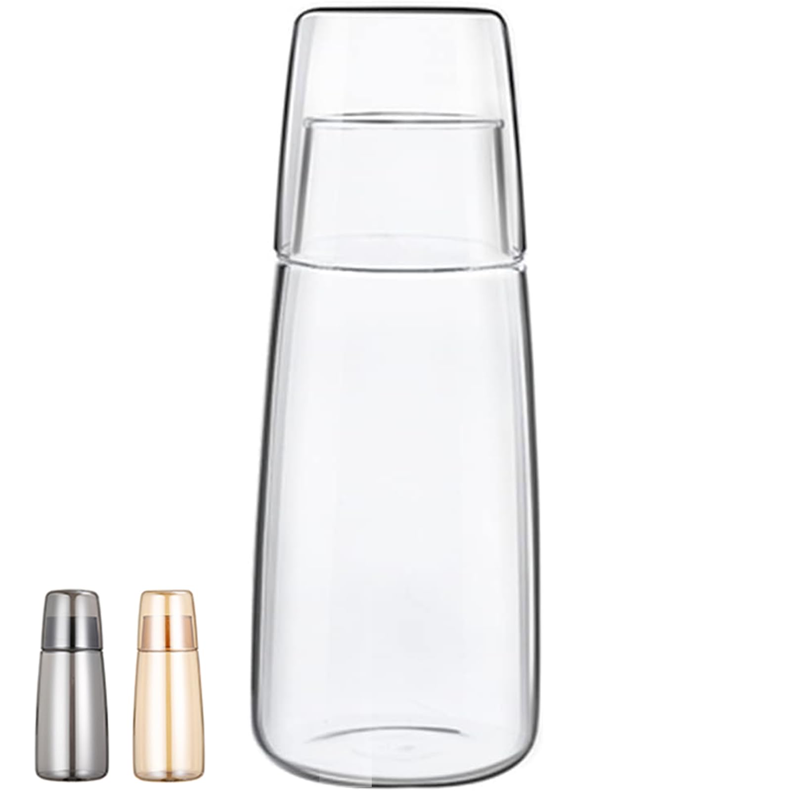 Bedside Water Carafe Set with Tumbler, Bedside Carafe and Glass Set for Nightstand Guest Room Bedroom Accessories, Water Carafe for Cold Drink, Mouthwash Dispenser for Bathroom Kitchen 25oz/750ml