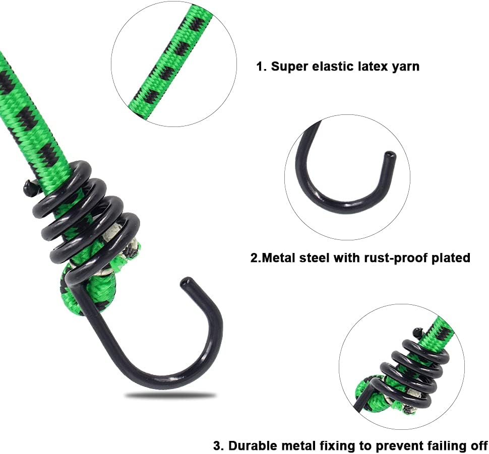 RIO Direct 18 Inch Bungee Cord with Hook, 4 Pack Heavy Duty Bungee Ropes Straps for Outdoor, Luggage Rack, Camping, Tents, Cargo: Automotive