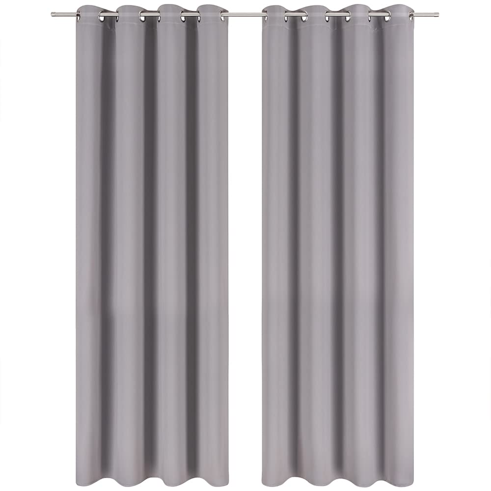 Blumtal Blackout Curtains - Set of 2 Eyelet Curtains - Easy Installation, Maximum Protection, Black Out for Bed and Living Room, Grey, 132 x 160 cm (52″ x 63″)