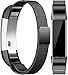 Vancle For Fitbit Alta HR Band/Alta Band, Fitbit Alta Accessories Replacement bands Metal Wristband Band Strap with Magnetic Closure Clasp for Fitbit Alta HR/Fitbit Alta(Black, Small)