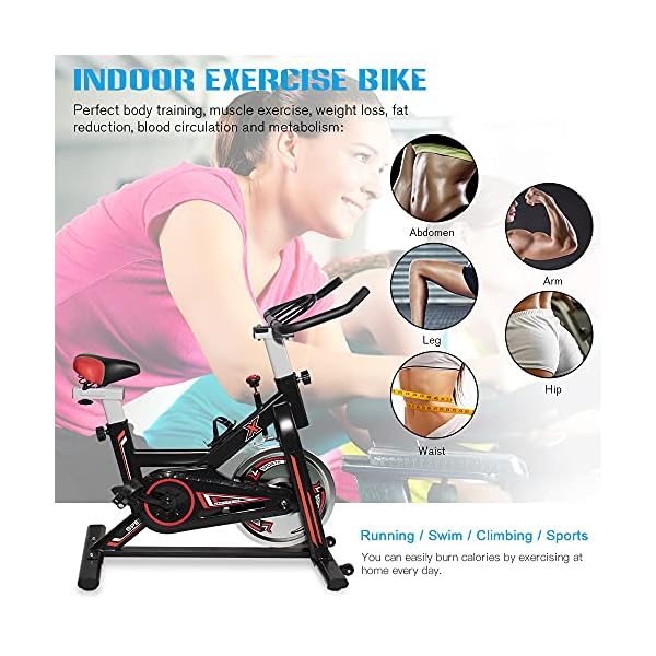 Hooseng-Exercise-Bike-Indoor-Cycling-Stationary-Bikes-Cardio-Workout-Machine-Upright-Bike-Belt-Drive-Adjustable-Resistance-Levels-with-LCD-Digital-Monitor-for-Home-Gym-Lose-Weight-Black Hooseng Aerobic Indoor Training Exercise Bike, Super-Silent Stationary Bike Cycling with LCD display, Seat Cushion…