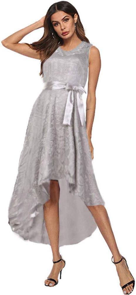 Abuyall Women Elegant Cocktail Hi Lo lace Dress Sleeveless Vintage Evening Party Occasion Dress