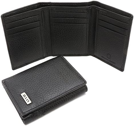 Trifold Black Genuine Leather Wallet with Scale Texture "AYAAN" - 9 card slots