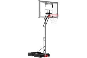 MAYFIRE Portable Basketball Hoop Height Adjustable 4.8-10ft: Outdoor Basketball Goal System for All Ages in Backyard & Driveway, 33-48 Inch Shatterproof Backboard and Stable Base
