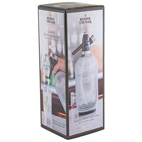 Behind The Bar Glass Soda Siphon with Metal Mesh - 1 Liter