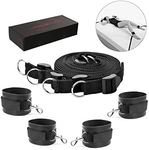 Hovinso PU Leather Bed Kit Adjustable Fur Cuff Costume Accessory Set for Cosplay, Black