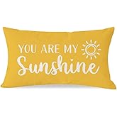 PANDICORN You are My Sunshine Throw Pillow Cover 12x20 Inch Sun Yellow Outdoor Spring Summer Farmhouse Decorations Lumbar Decorative Cushion Case for Home Living Room Sofa Couch Patio Porch Decor