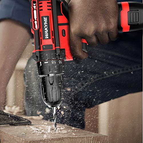 Cordless Drill Set 2 Batteries, WAKYME 12.6V Power Drill 30NM 18+1