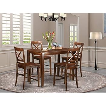 YAQU5-MAH-W 5 PC counter height set - Small Kitchen Table and 4 counter height Chairs.