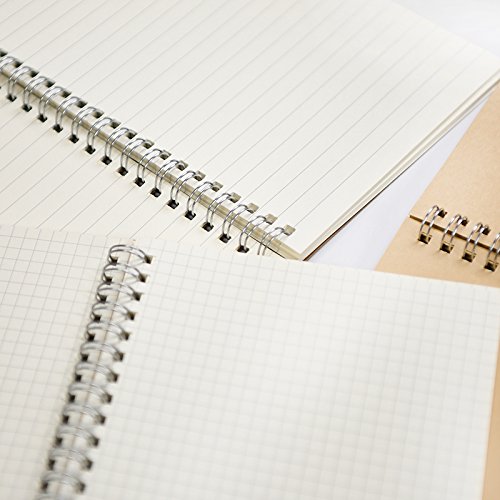 Soft Cover Spiral Journal Notebook (2-Pack), Alloyseed Wirebound Journal Memo Notepads Diary Notebook Planner Acid-free Cream White Thick Paper, 100 Pages, 50 Sheets Khaki (Grid)