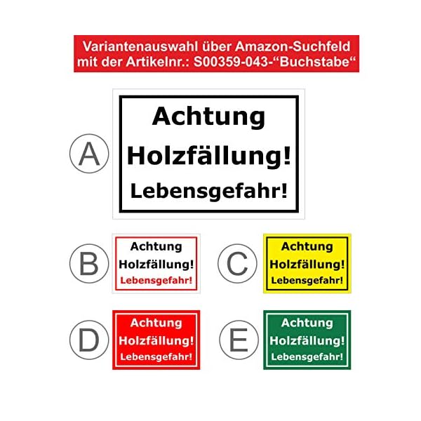 Melis-Folienwerkstatt Schild Achtung Holz-fÃ¤llung - 45x30cm - 3mm Aluverbund â 20 VAR S00359-043-D – Bild 4