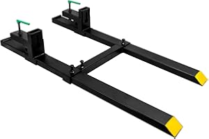Hasopy Pallet Forks 60" 4000Lbs Max, Clamp On Tractor Bucket with Adjustable Stabilizer Bar, Fork Loader Attachment for Agriculture and Farm
