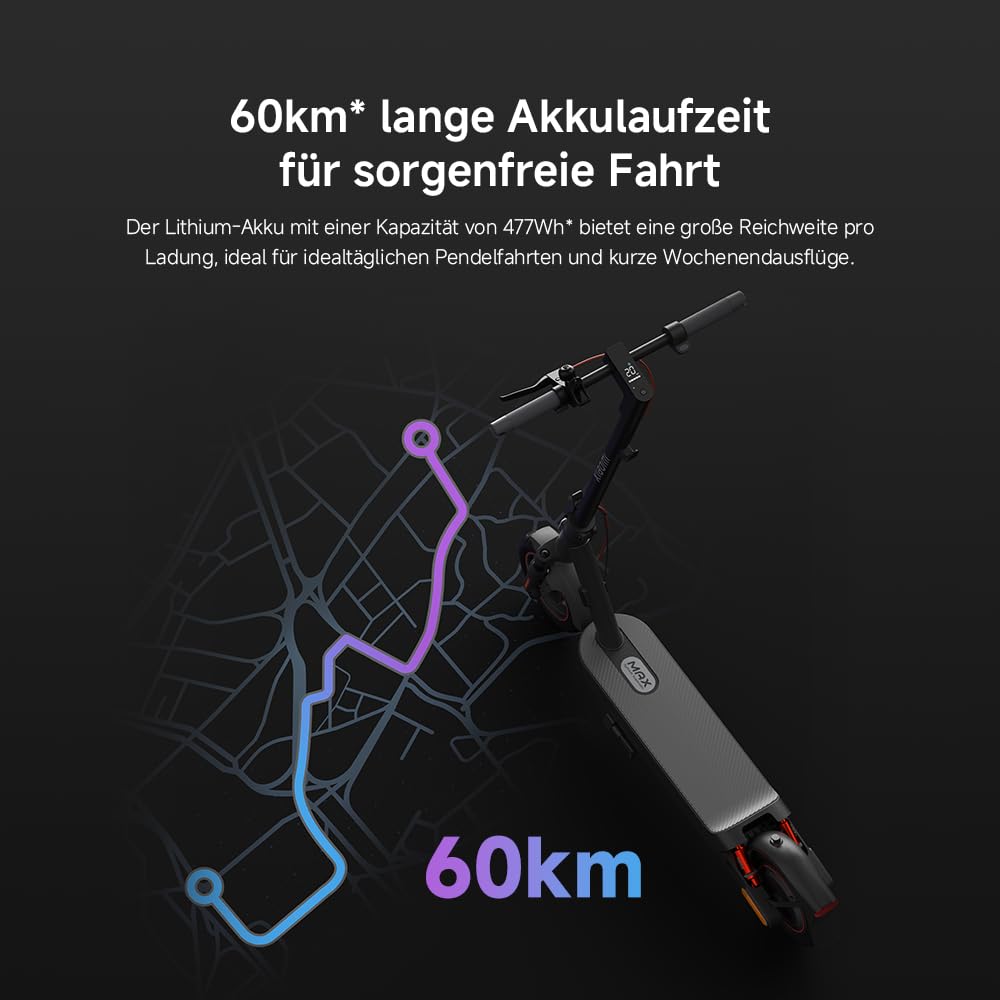 Xiaomi 5 Max E-Scooter mit Straßenzulassung (max. 20km/h, bis zu 60km Reichweite & 22% Steigung, Federung vorne & hinten, 10" Luftreifen, Blinker, Dual-Bremssystem, Traktionskontroll-System, App) 2