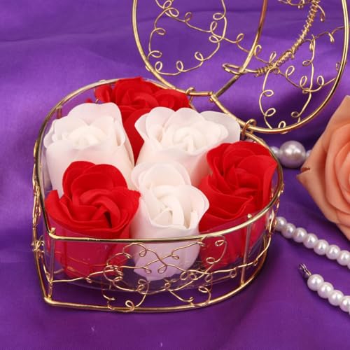 Soap Rose Flower Bouquet Gift, Portable Rose Soaps Basket, Simulation Rose Soap Flower Gift Boxes, Flora Scented Soap Rose Flower, Gift For Anniversary/Birthday/Wedding/Valentine’S Day, (E)
