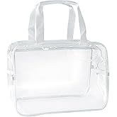 TotePrint Large Clear Transparent Gift Pouch Wash Travel Makeup Cosmetic Bag with Handle for Travel Bathroom Toiletry Organizer (Clear)