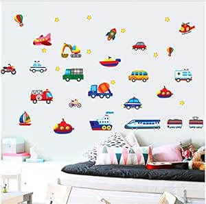 Coches tren bicicleta PVC vinilo pegatinas de pared habitación de los