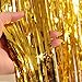 Asunflower 9.8Ft Metallic Tinsel Gold Foil Fringe Curtains Backdrop Christmas Hanging Streamers for Party/Prom/Birthday Favors
