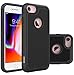 OEAGO iPhone 8 Case, iPhone 7 Case Cover [Drop Protection] [Shock Proof] Hybrid Dual Layer Rubber Plastic Impact Defender Rugged Slim Hard Case Cover Shell for Apple iPhone 8 / iPhone 7 - Black