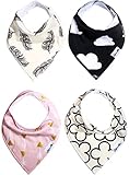 Baby Bandana Drool Bibs Gift Set For Girls, 4 Pack Organic Cotton With Snaps 'Beverly Hills Set' by California Blue