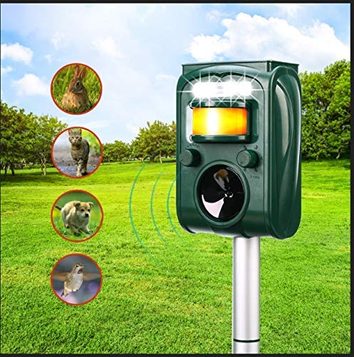 ZOVENCHI Ultrasonic Pest Repeller, Solar Powered Waterproof Outdoor Animal Repeller with Ultrasonic Sound, Motion Sensor and Flashing Light pest Repeller for Cats, Dogs, Squirrels, Moles, Rats - Thumbnail 4