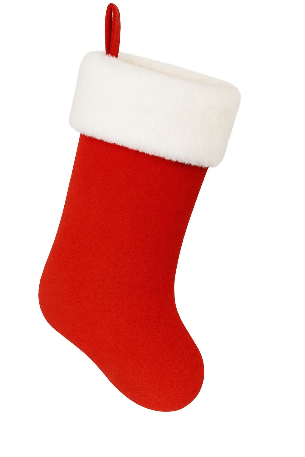 Top Sale Plush Christmas Stocking Red & White – Velvet Effect Deluxe Xmas Stocking 40 × 25 cm – Soft Faux Fur Cuff, Hanging Loop, Christmas Fireplace Decoration, Gift Stocking for Adults & Children — image 1