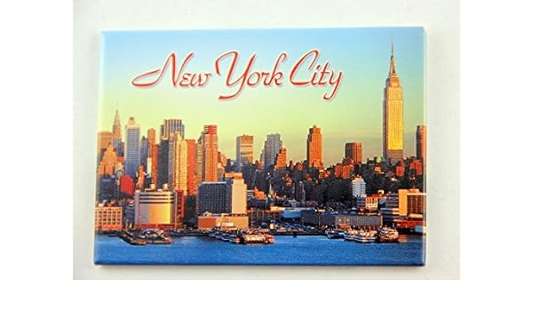 Imán de recuerdo para nevera de New York City Sunset Skyline, 6,35 ...