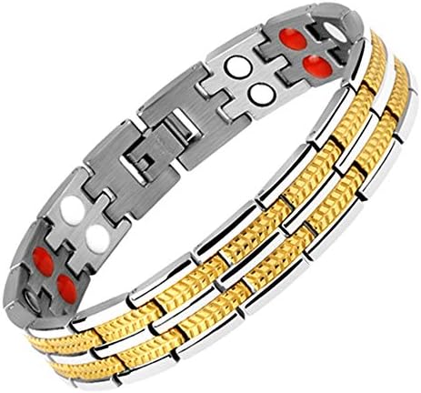 Hottime ブレスレット ゲルマニウム 腕輪 メンズ ジュエリー ゴールドシルバー サイズ調整工具が付属 高級感 静電気除去 ランキング総合1位 紳士 人気