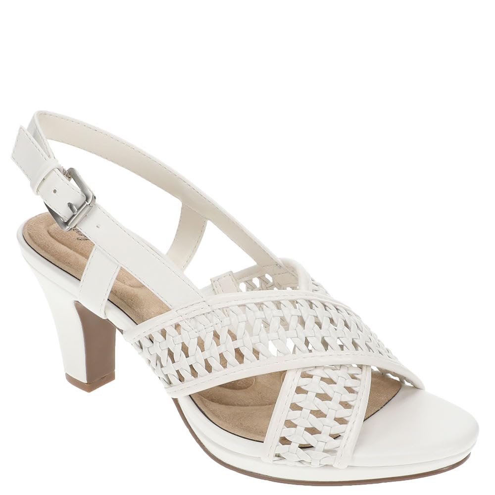 Easy Street Women’s Sol Heeled Sandal, White, 8 Narrow