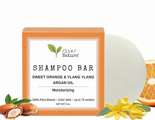 /liv/ Nature Bar Shampoo | Clean Non Toxic Shampoos | Moisture & Volume | Argan Oil and Sweet Orange & Ylang Ylang Essential Oils | Travel Essentials | Handmade USA- 1pk