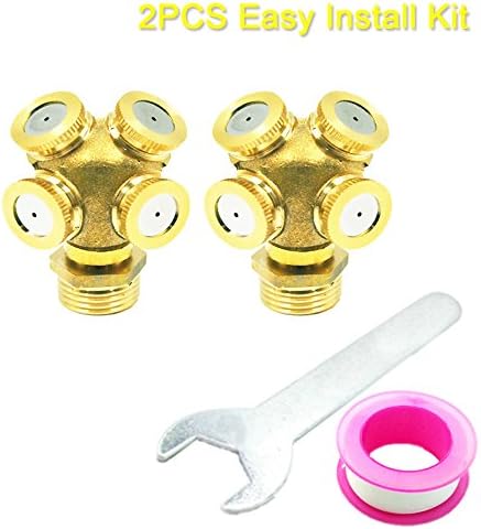 4 Hole Brass Spray, Misting Nozzle Garden Sprinklers Fitting Hose Water Connector combination for Gardening and Farming