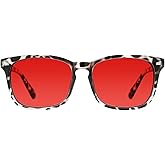 TIJN Sleep Glasses with Blue Green Light Blocking, Red Light Lens for Computer Gaming, Screen Fatigue & UV Protection