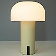 WEILAILUX Cordless Mushroom Table Lamp, Waterproof Shower Lamp, Battery Operated Table Lamp Rechargeable, Touch Dimmable Night Light for Bedroom/Patio/Camping/Dinning/Outdoor (Khaki)