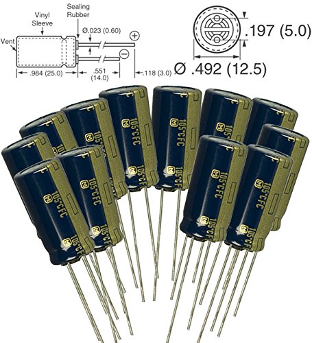 Panasonic FC 470uF 35v Aluminum Electrolytic Capacitors - Leaded,3000 hours @ 105C, 20% Tolerance, 10x20mm ( Pack of 12)