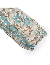 Vestido maxi de gasa de manga larga con cuello en V, estampado floral, con dobladillo dividido grande, manga 3 4