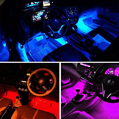 Car LED Interior Decorative Strip Lights, DC 12V (72 LEDs) Multicolor Music Active Car Strip Lights Under Dash Lighting Kit with Sound Active Function and Wireless Remote Control - Thumbnail 2
