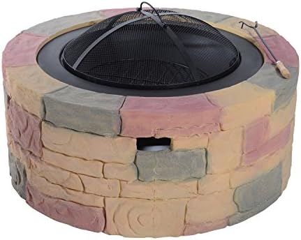 Outsunny Outdoor Fire Pit Fibreglass Stone Effect Patio Heater