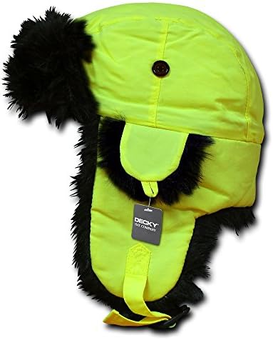 Bright Neon Black Fur Aviator High Visibility Winter Trooper Hat