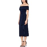 Xscape Womens Ruffled Gathered Sheath Dress