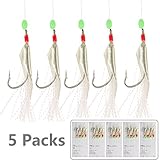 Lixada Sabiki Bait Rigs with Barbed Hook 5 Packs/25Pcs Saltwater Fishing Bait Glow Rigs