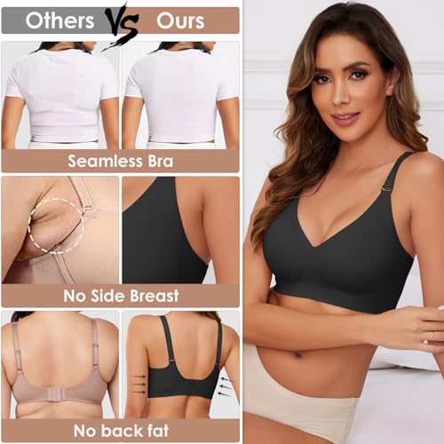 TOMEEK Women's Wirefree Bra, Seamless Bras with Basic Padding, Adjustable Shoulder Bra, Comfortable, Sporty Women, Soft, Elastic