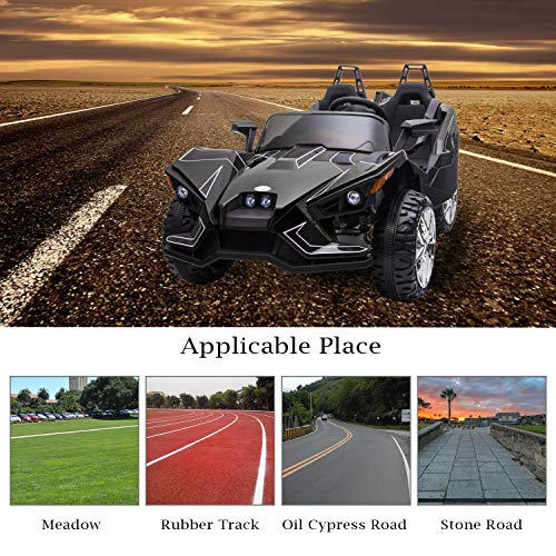 BAHOM Kids Ride On Car 2 Seats with Remote Control, 12V Kids Electric Vehicle with Manual/Parental Modes, Light/MP3/Volume Control (Black)