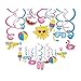 Kristin Paradise 30Ct Pool Hanging Swirl Decorations, Summer Party Supplies, Beach Birthday Theme, Tropical Kids Decor for First 1st Boys Girls Baby Shower, Pink Flamingo Hawaiian Tiki Favors