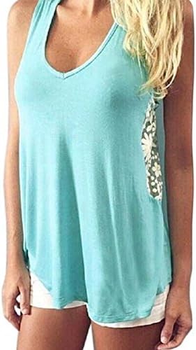Moge Women's Sexy Women Summer Lace Vest T Shirt Tees Casual Blouse Fashion Tank