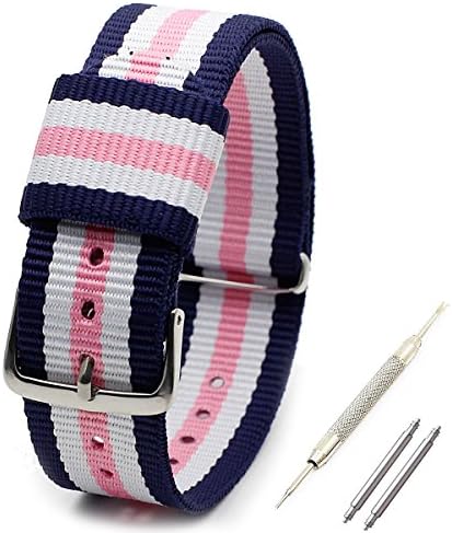 Nato Strap Canvas Fabric Nylon Watch Straps with Stainless Steel Buckle Watch Bands Width18mm 20mm (18mm, 010)