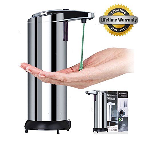 image for AmazeFan Touchless Stainless Steel Liquid Soap Dispenser, Automatic Lo