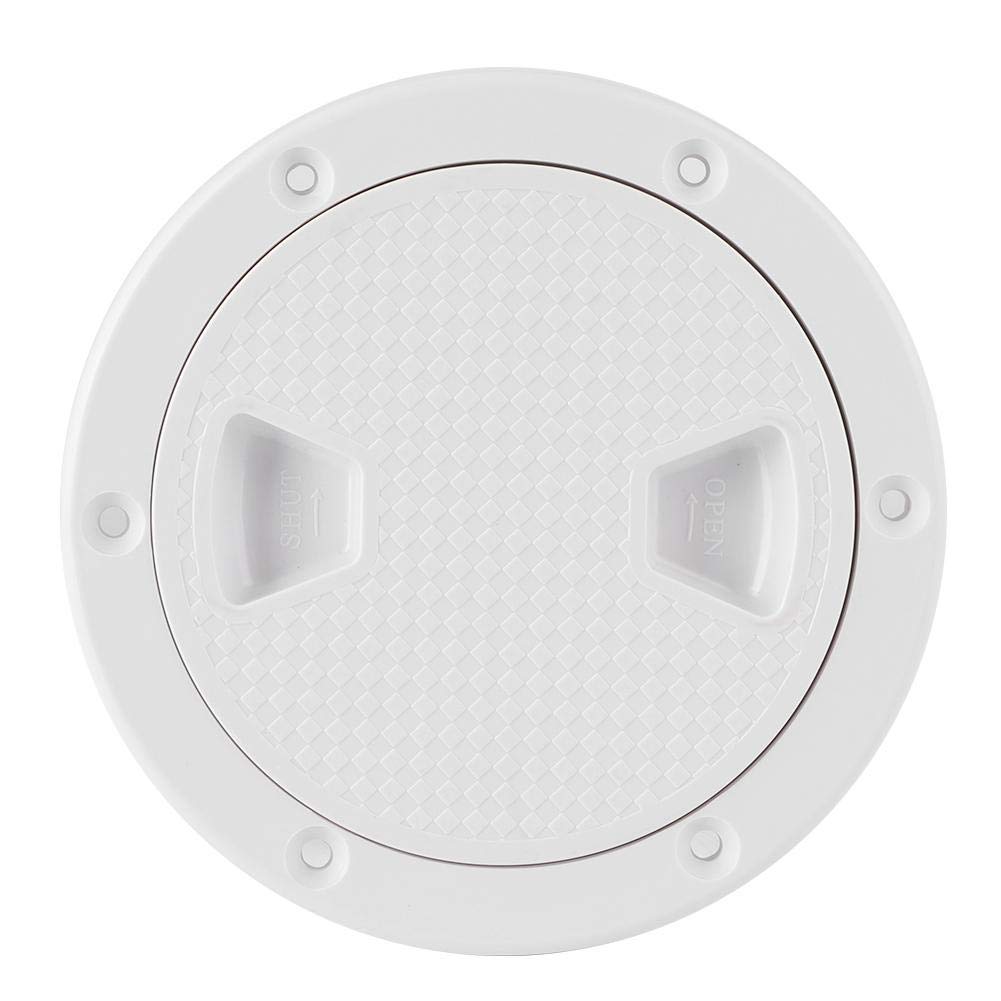 Marine Non-Slip Round Inspection Deck Plate Hatch with Detachable Rugged Center Water Tight for Outdoor Installations White ABS Roof Hatch Cover Plate Marine Deck Access[