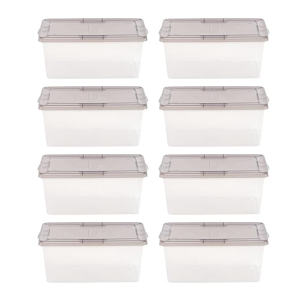 IRIS USA 8 PACK 17 QUART SNAP TOP PLASTIC STORAGE BOX