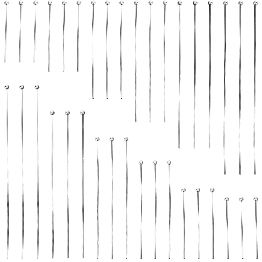 SUNNYCLUE 1 Box 480Pcs Earring Pins Silver Ball Pins 25/30/40/50/60/70mm Ball Head Pins Jewellery Pins Ball Head Straight Pins Earring Findings Pins for Jewellery Making Accessories DIY Earrings