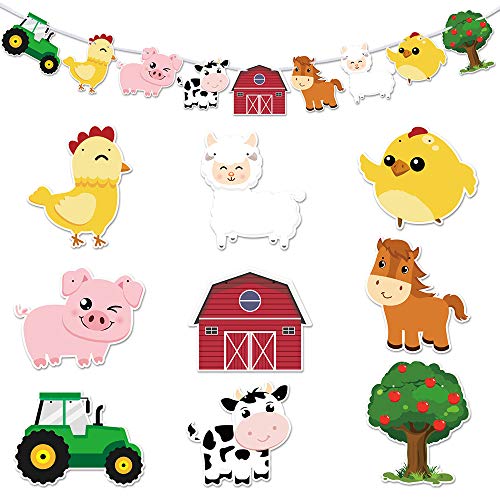 image for WERNNSAI Farm Animals Birthday Banner - Happy Birthday Banner with Tra
